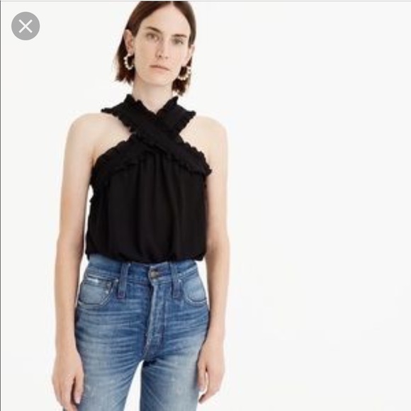 J. Crew Factory Tops - JCREW Blue cross neck blouse